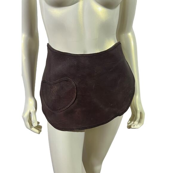 Handmade Brown Leather Half Apron Waist Work Utility Workshop Artisan Server - Picture 12 of 13